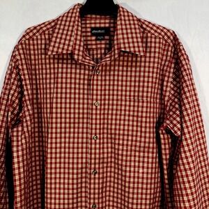 Eddie Bauer men's Red Plaid Check Shirt Long Sleeve Button Down Wrinkle Resist